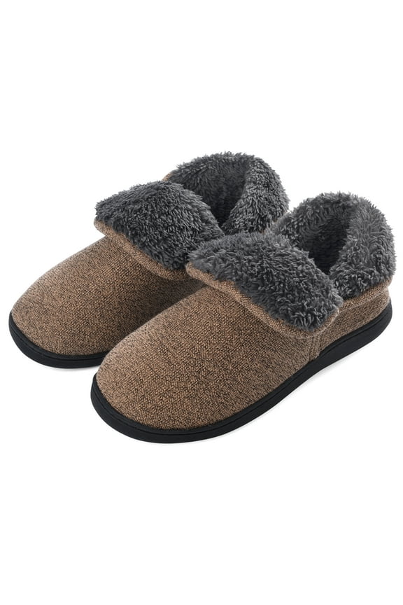 Men's Fuzzy Slippers Boots Memory Foam Booties Comfy House Shoes Indoor Outdoor