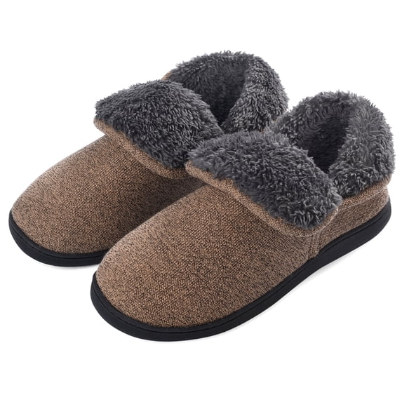 VONMAY Men's Fuzzy Memory Foam Slippers, Soft Plush House Shoes, Cushioned Footbed, Warm Indoor Shoes, Non-Slip TPR Sole