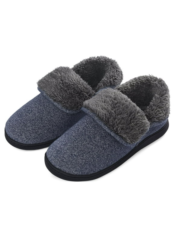 Men's Fuzzy Slippers Boots Memory Foam Booties Comfy House Shoes Indoor Outdoor