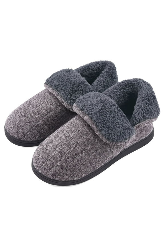 Men's Fuzzy Slippers Boots Memory Foam Booties Comfy House Shoes Indoor Outdoor