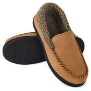 VONMAY Men's Moccasin Slippers Fuzzy House Shoes with Whipstitch Indoor Outdoor
