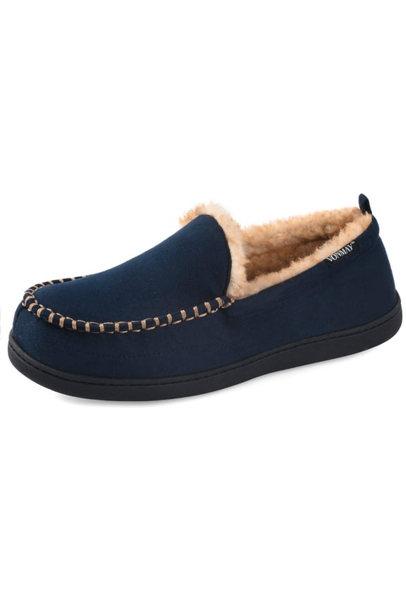 Men's Moccasin Slippers Fuzzy Indoor Outdoor House Shoes
