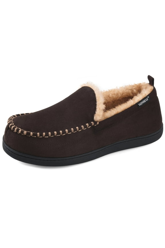 Men's Moccasin Slippers Fuzzy Indoor Outdoor House Shoes
