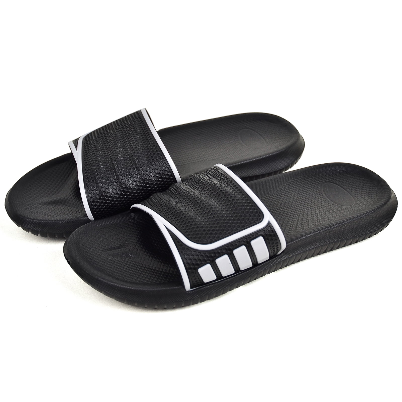 Chaussons De Douche Homme - Velcro Noir/Blanc - Taille UK 6-12 - Barrier Island