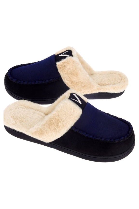 Men's Scuff Slippers Memory Foam Slip On Shoes Moccasin Style House Shoes Indoor Outdoor