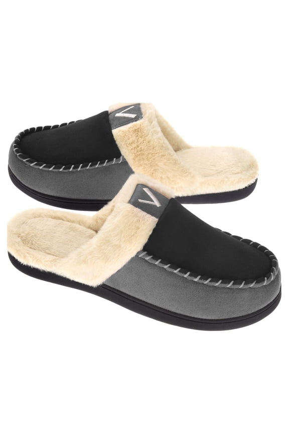 Men's Scuff Slippers Memory Foam Slip On Shoes Moccasin Style House Shoes Indoor Outdoor