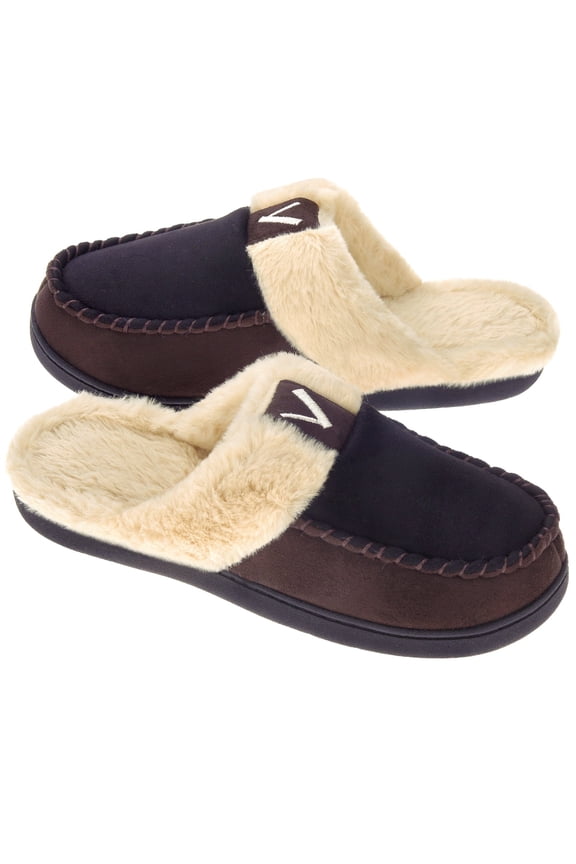 Men's Scuff Slippers Memory Foam Slip On Shoes Moccasin Style House Shoes Indoor Outdoor