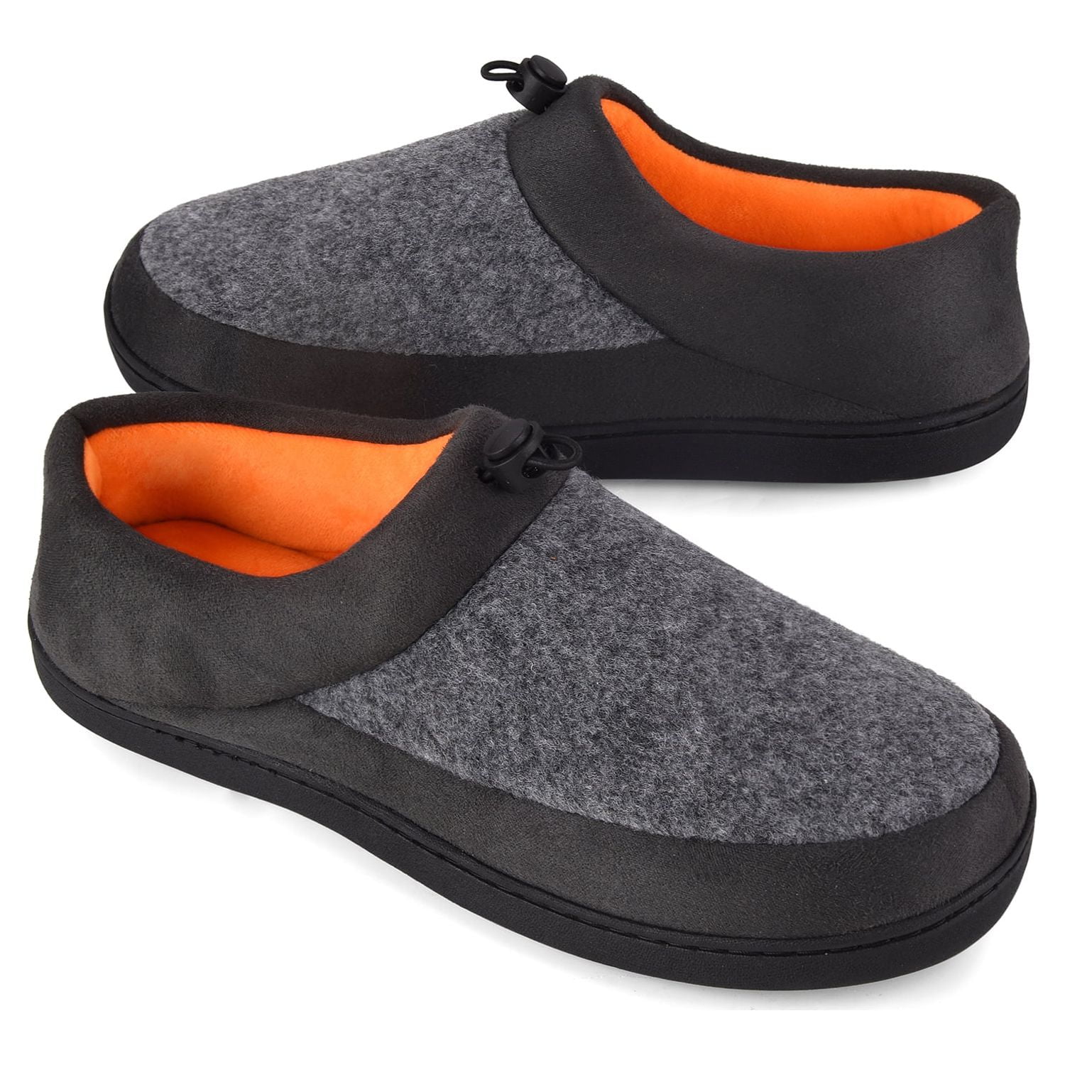 Vonmay Men's Memory Foam Slippers - Anti-Skid Indoor/Outdoor With Wool-Blend Upper