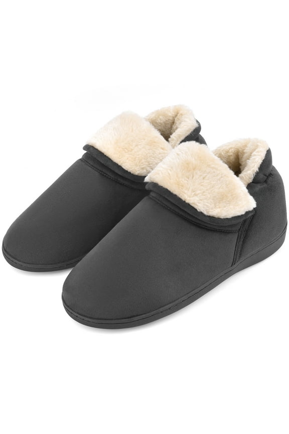 Men's Suede Slipper Booties Memory Foam Slip Ons Anti-Skid Boots Indoor Outdoor
