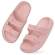 VONMAY Unisex Slides Sandals Thick Sole Pillow Sandals with Adjustable Double Buckle