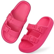 VONMAY Unisex Slides Sandals Thick Sole Pillow Sandals with Adjustable Double Buckle