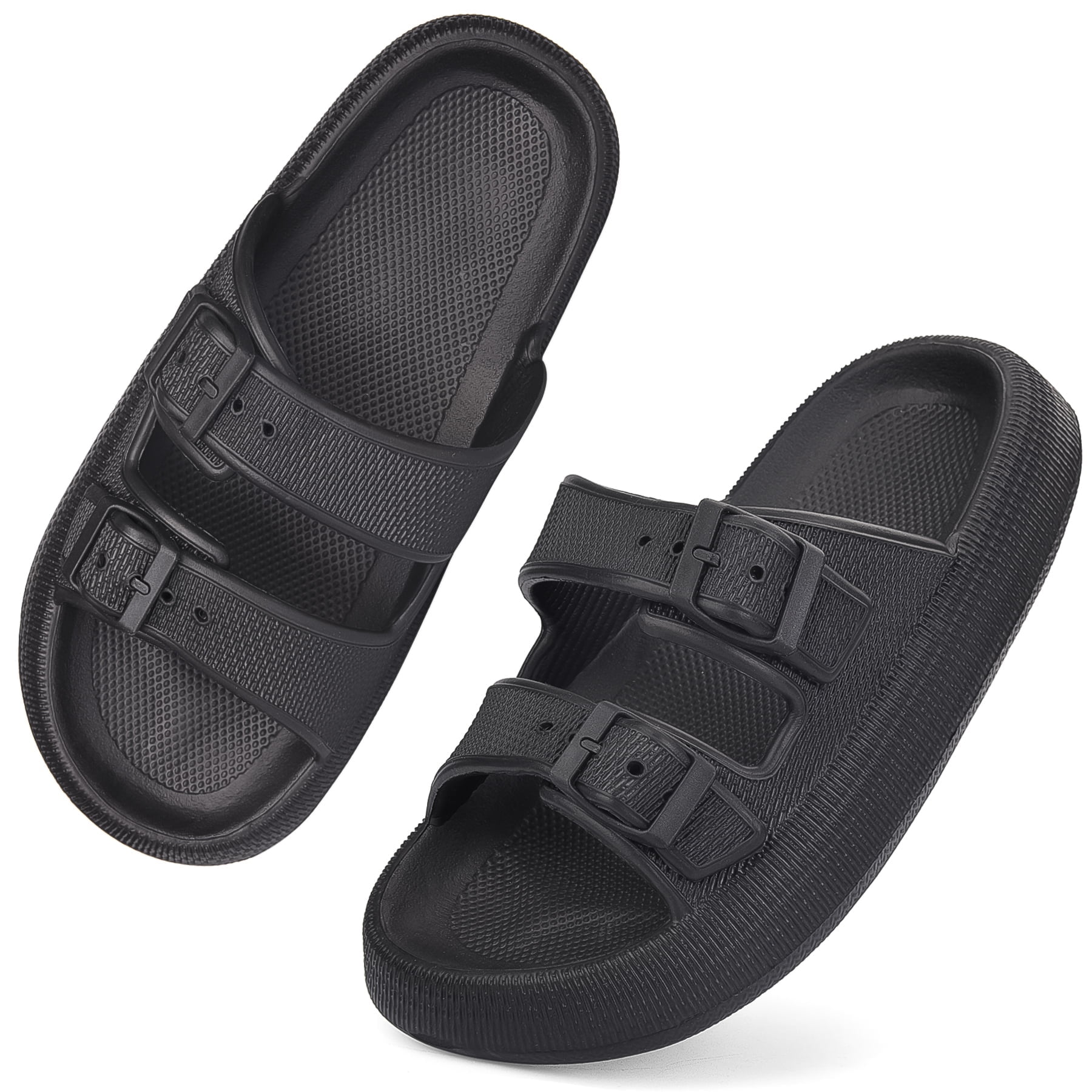 VONMAY Unisex Summer Slides Sandals with Adjustable Double Buckle and Thick Sole
