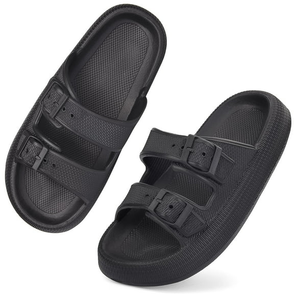 VONMAY Unisex Slides Sandals Thick Sole Pillow Sandals with Adjustable Double Buckle