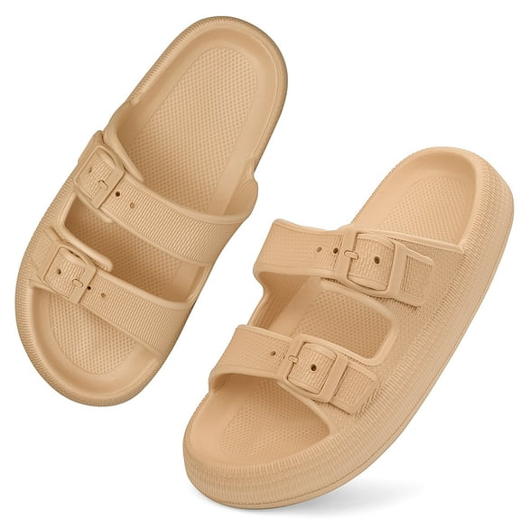 VONMAY Unisex Slides Sandals Thick Sole Pillow Sandals with Adjustable Double Buckle
