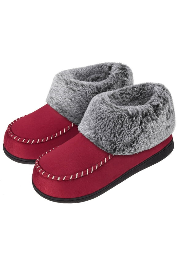 Women's Bootie Slippers Plush Boots House Shoes Indoor Outdoor