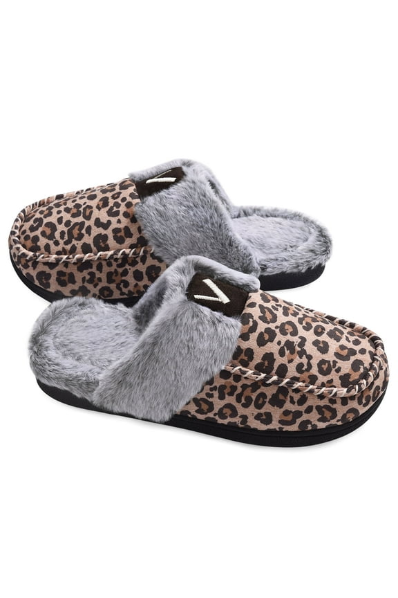 Women's Comfy Fuzzy House Slipper Scuff Memory Foam Slip on Warm Moccasin Style Indoor Outdoor