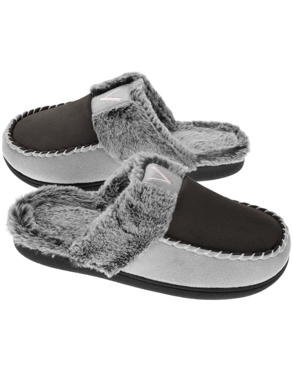 Women's Comfy Fuzzy House Slipper Scuff Memory Foam Slip on Warm Moccasin Style Indoor Outdoor