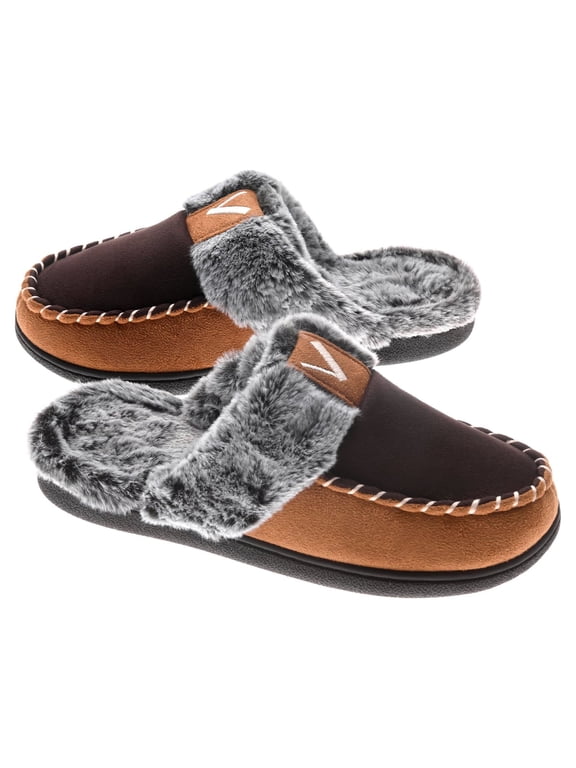 Women's Comfy Fuzzy House Slipper Scuff Memory Foam Slip on Warm Moccasin Style Indoor Outdoor