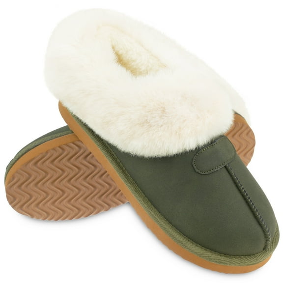 VONMAY Women's Fuzzy Memory Foam Slippers Fluffy Slip On Cozy Winter House Shoes Plush Faux Fur Lining Upper Lightweight Anti Slip Sole Indoor and Outdoor