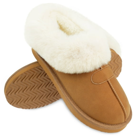VONMAY Women's Fuzzy Memory Foam Slippers Fluffy Slip On Cozy Winter House Shoes Plush Faux Fur Lining Upper Lightweight Anti Slip Sole Indoor and Outdoor