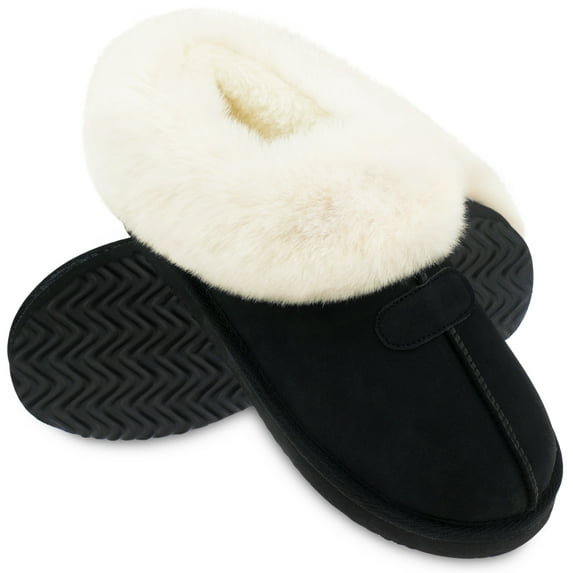 VONMAY Women's Fuzzy Memory Foam Slippers Fluffy Slip On Cozy Winter House Shoes Plush Faux Fur Lining Upper Lightweight Anti Slip Sole Indoor and Outdoor