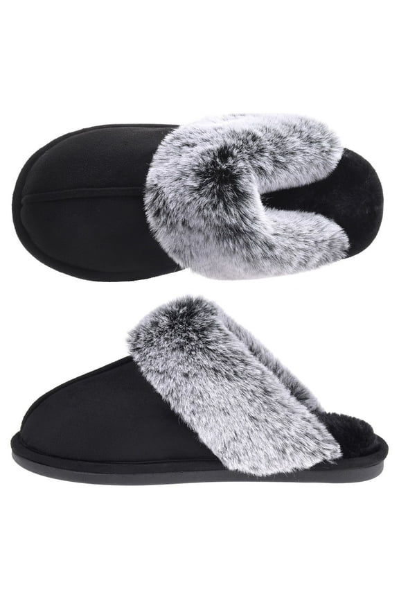 Women's Scuff Slippers Fuzzy Indoor Outdoor House Shoes
