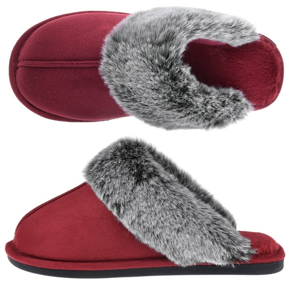 VONMAY Women's Scuff Slippers Fuzzy Indoor Outdoor House Shoes