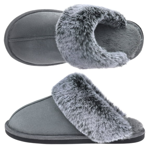 VONMAY Women's Scuff Slippers Fuzzy Indoor Outdoor House Shoes