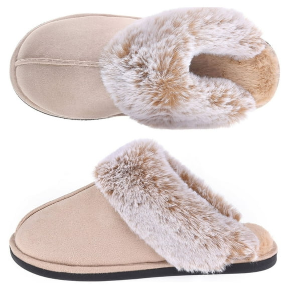 VONMAY Women's Scuff Slippers Fuzzy Indoor Outdoor House Shoes