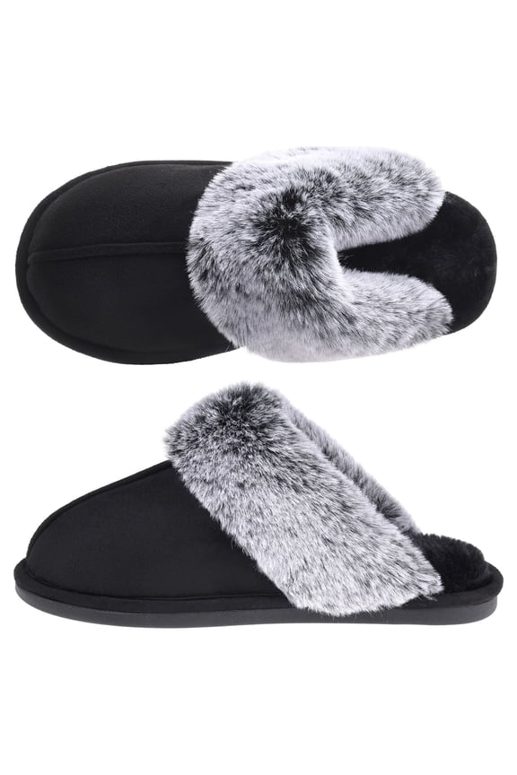 Women's Scuff Slippers Fuzzy Indoor Outdoor House Shoes