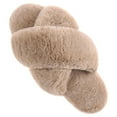 thumbnail image 1 of VONMAY Women's Slippers Plush Cross Band Open Toe Slides Fuzzy SPA House Slippers, 1 of 6