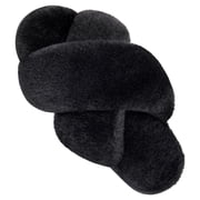 VONMAY Womens Slippers Plush Cross Band Open Toe Slides Fuzzy SPA House Slippers
