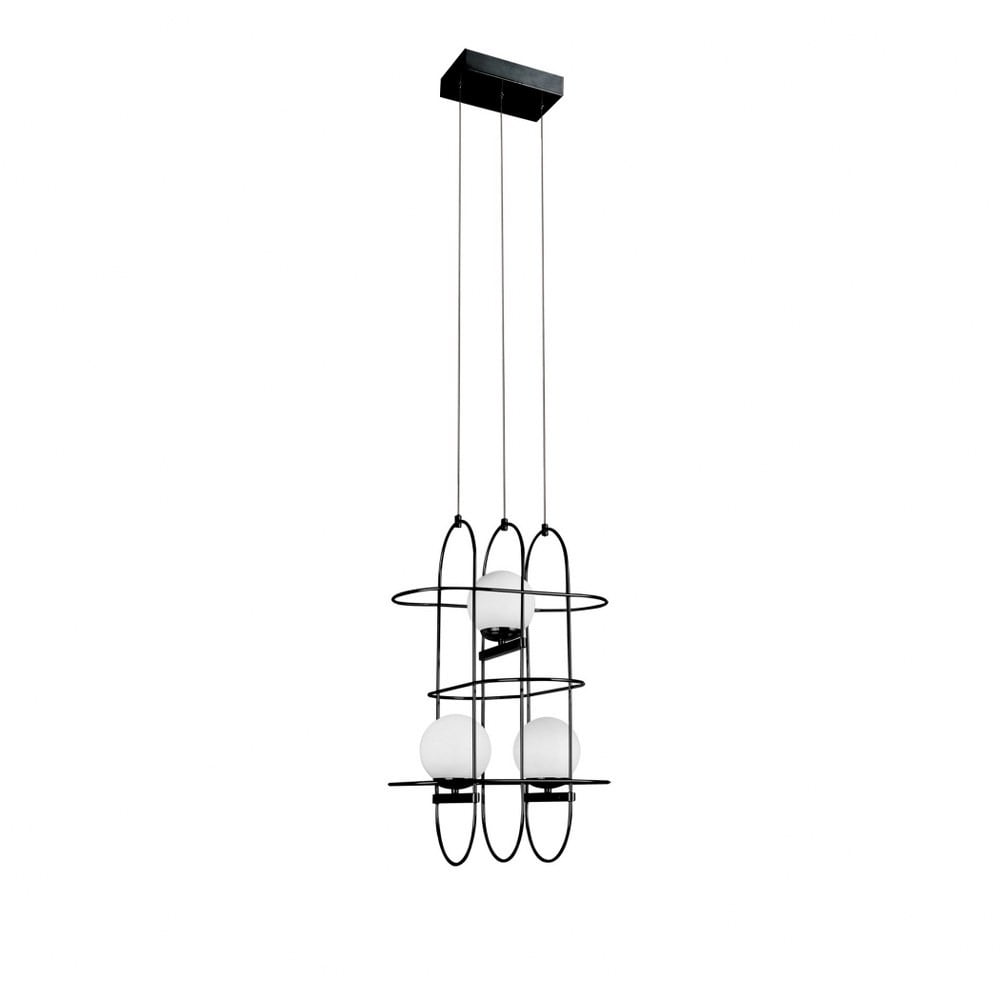 Lyra 16" Modern Adjustable Black Aluminum & Glass LED Chandelier