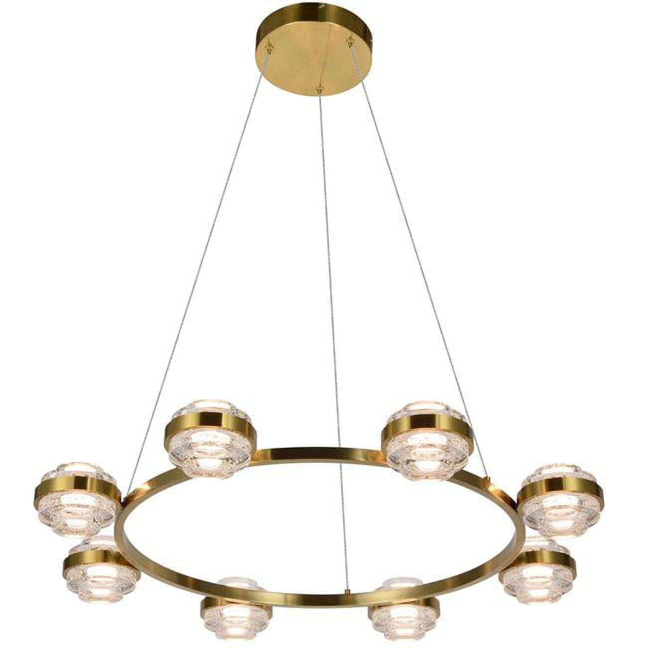 Milano 33" Antique Brass Circular LED Chandelier with Crystal Bubble Shades
