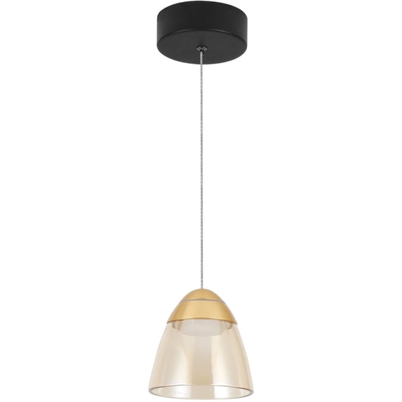 VONN Roma 5" ETL Certified Integrated LED Aluminum/Glass Pendant in Black/Gold