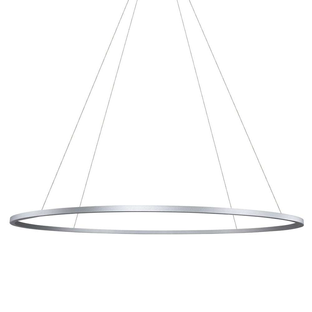 Tania Sleek Circular Adjustable LED Chandelier in Satin Silver