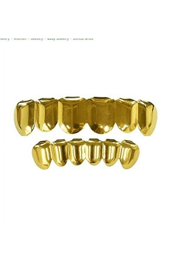 VONTER 18K Gold Plated Gold Finish Tooth Grills 8 Top Teeth 8 Bottom Tooth Hip Hop Mouth Grills for Men and Women