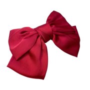 VONTER 1PCS Big Red Hair Bows Decorative Hair Clips Butterfly Barrettes Silk Hair Bow Satin and Spring Clip Hairpins for Lady Girls Long Hair Style