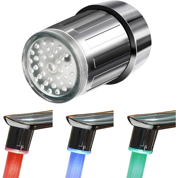 VONTER 3-Color Temperature Sensitive Gradient LED Water Faucet Light Water Stream Color Changing Faucet Tap Sink Faucet for Kitchen and Bathroom-1PCS
