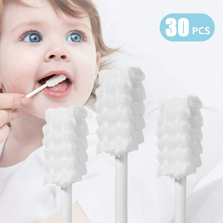 30PCS Baby Tongue Cleaner Disposable Gauze Toothbrush Infant Oral Cleaning  Set