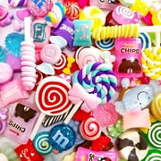 VONTER 60Pieces of Slime Charm Cute Set Resin Charm Mixed Assorted Candies Candy Resin Flat Back Slime Beads Making Supplies for DIY Craft Making and Decoration Scrapbook