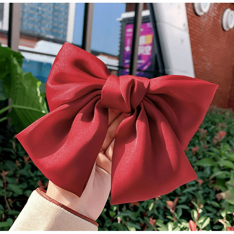 Large Bow Hair Clip Barrette Hair Bows Satin Solid Handmade Hair Clips  Barrettes for Thick Hair Accessories for Women Girls Red Hair Bow French  Style Barrette Hair Clips