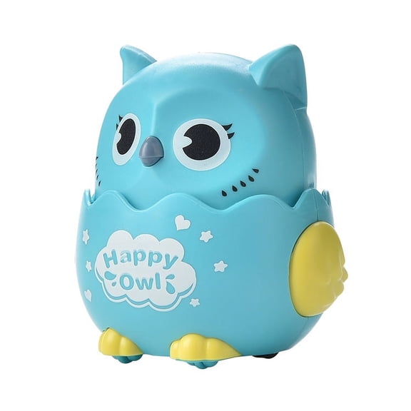 VONTER Baby Funny Owl Toy Pull Back Owl Toy with Push to Glide Cute Small and Portable Gift 360 Rotation Cute Owl Partner for Kids, Ages 3+ Years Old (Blue)