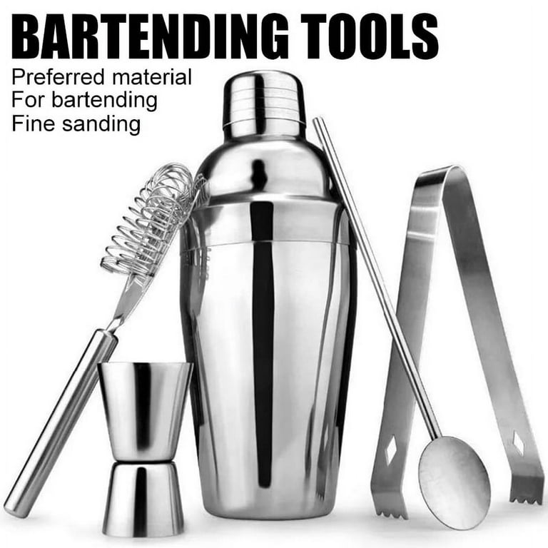 Silver 23-Piece Bar Set Cocktail Shaker Bartender Set with Bamboo Stan