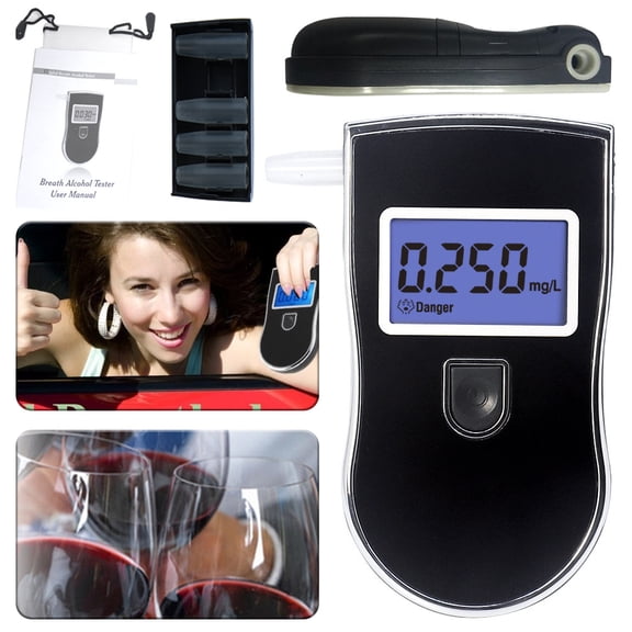 VONTER Breathalyzer, Portable Breath Alcohol Tester Digital Alcohol Detector for Drive Or Home Use, High Accuracy Semiconductor Sensor Personal Breathalyzers with 25 Mouthpieces
