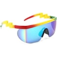 thumbnail image 1 of VONTER Classic Flat Top Shield ZigZag Sunglasses Siamese Goggles Rainbow Mirrored Lenses B2602 - Rainbow Color, 1 of 5