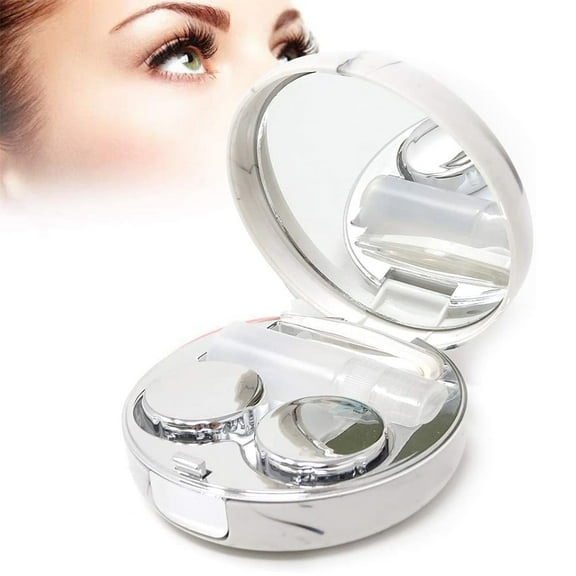 VONTER Contact Lens Box Cute Contact Lens Travel Case Contact Lens Case Container Holder Storage Box Portable Contact Lens Travel Kits Cute Mini (Silver)