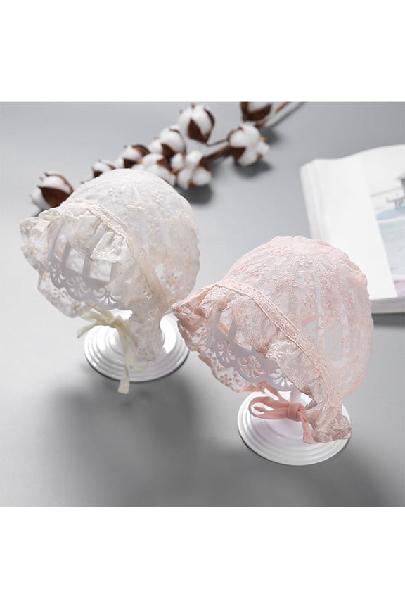 Cute Toddlers Baby Girls Flower Princess Sun Beach Bucket Hat Cap Summer Cotton Bonnet,Baby Girl Lace Silk with Ribbon Adjustable Sun Hat Flower Bonnet Photo Props Favors 0-18M 1Pcs - White