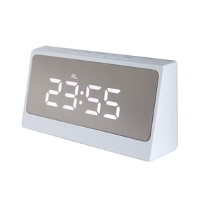 VONTER Digital Alarm Clock, Battery Operated Alarm Clock with Display Smart Night Light , Snooze , Date , 12/24H , Indoor Temperature, LCD Alarm Clock for Bedrooms Home Travel (White)