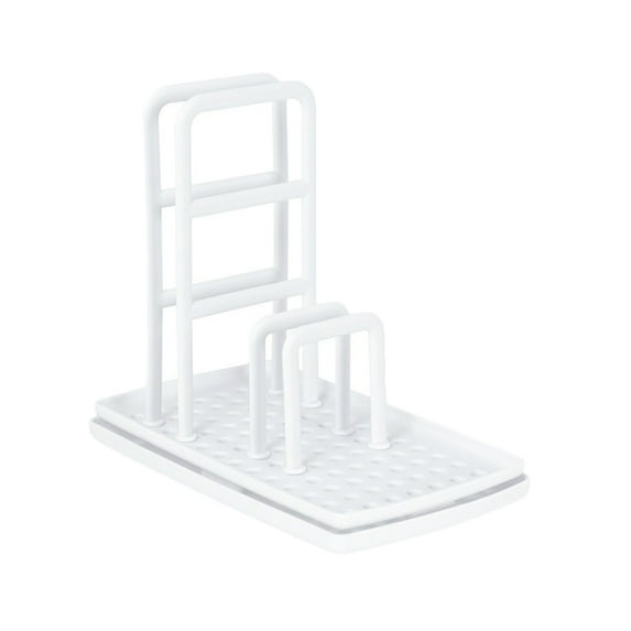 VONTER Dish Cloths Drain Rack Clean Sponge Holder Rag Storage Rack Kitchen Shelf Kitchen Sink Caddy Organizer, Sponge Soap Holder, Countertop Sponge Rack with Drain Pan Tray and Silicone Mat(White)